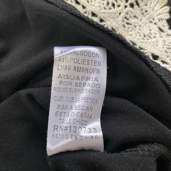 Umgee Crochet Hem Boho Overlay Fall Black Dress SMALL - Picture 7 of 8